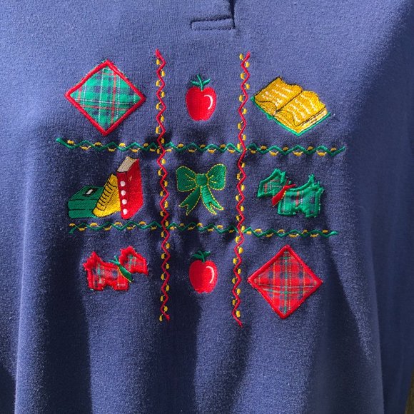 Vintage Napa Valley Long Sleeve Knit Pullover Embroidered Teacher Theme Womens L - Picture 3 of 8